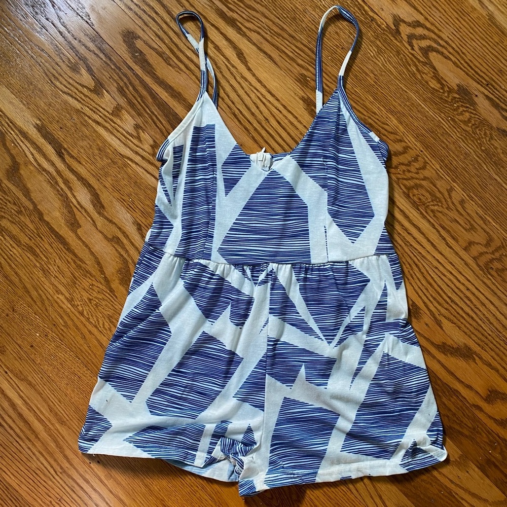 Blue & white romper